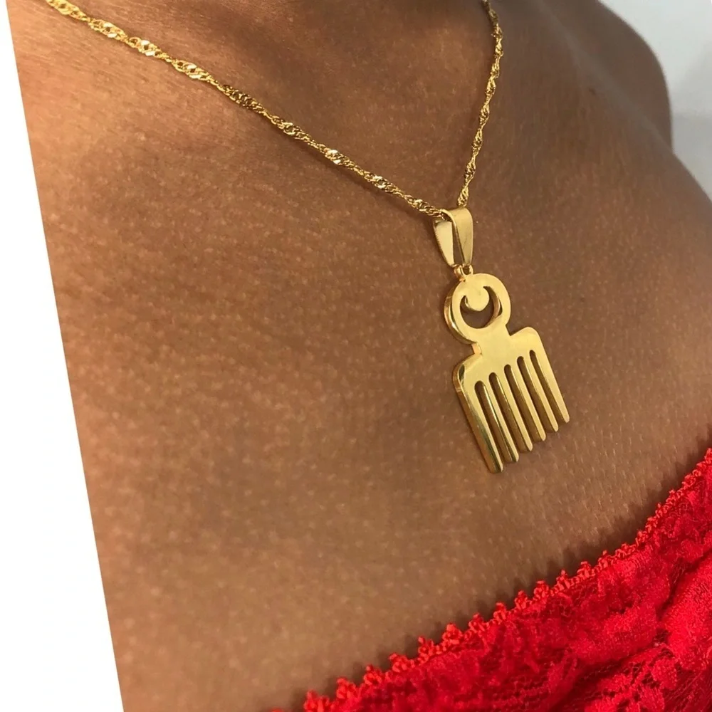 adinkra  Gold Pendant Necklace 18inch